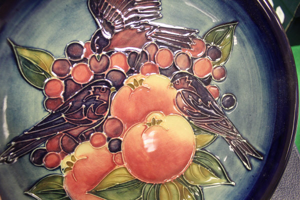 A 20th Century Moorcroft "Blue Finches" pattern plate, designed by Sally Tuffin, - Image 3 of 8