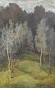 20TH CENTURY RUSSIAN SCHOOL "Wooded landscape", oil on canvas, unsigned,