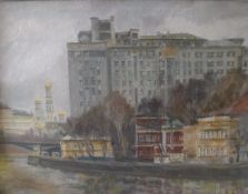 NIKOLAY KABANOV BERSENEVSKY (20th Century) "Embankment Moscow", a city river landscape,