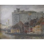 NIKOLAY KABANOV BERSENEVSKY (20th Century) "Embankment Moscow", a city river landscape,