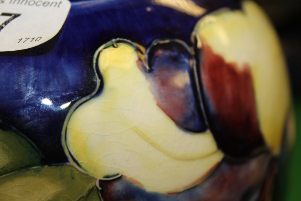 A 20th Century Moorcroft ginger jar of ovoid form decorated with pansies on a cobalt blue ground, - Image 7 of 15