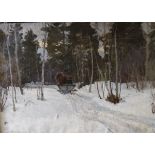 SAMUIL YOSIFOVICH LINDIN (20th Century) "Winter, forest road",