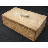 An oak box by Colin Almack (The Beaverman) of plain form with beaver motif to the top, 19.5 cm x 8.