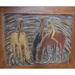 A V ANFILOV (20th Century) "Red summer", study of three young naked bare back horse riders,