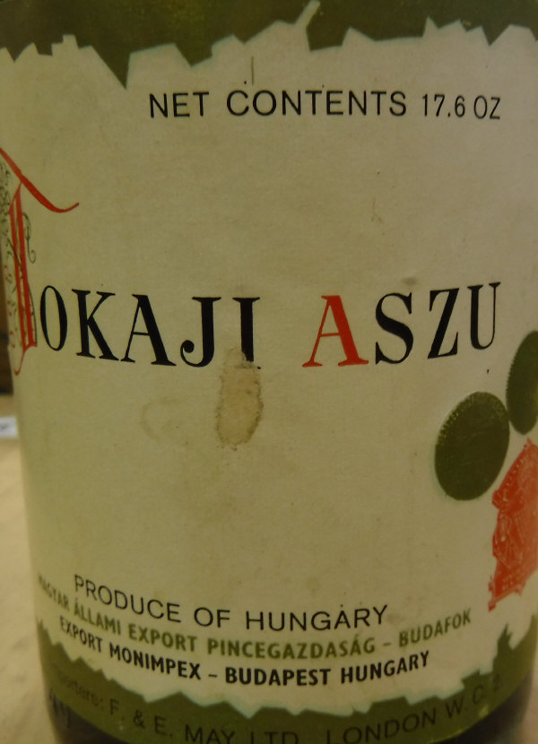 Tokaji Aszu Putonos 5 Anno 1969 Imported by F & E May Limited London, bottle No'd. HS2750, 0.