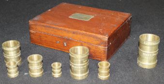 A cased set of standard Apothecaries measures,