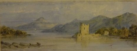 ATTRIBUTED TO GEORGE F WHITE "Ross Castle, Killarney", watercolour, unsigned,
