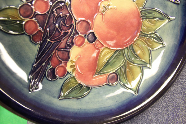 A 20th Century Moorcroft "Blue Finches" pattern plate, designed by Sally Tuffin, - Image 4 of 8