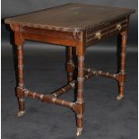 EDWARD S RICHARDS in the manner of GODWIN - a Victorian walnut two drawer side table with fluted
