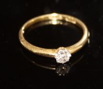 An 18 carat gold solitaire diamond ring, approx 0.2 carats, approx 2.