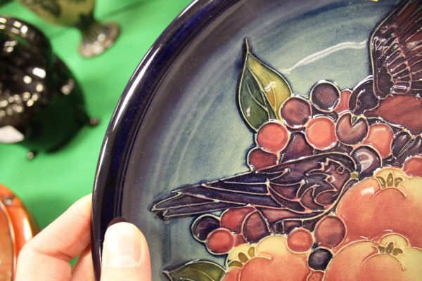A 20th Century Moorcroft "Blue Finches" pattern plate, designed by Sally Tuffin, - Image 5 of 8