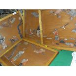 A set of four Chinese hardwood and hardstone set framed panels in the Shibayama manner,