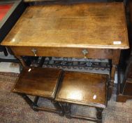 An oak single drawer side table in the 18th Century manner,