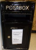 A reproduction cast metal and black painted postbox inscribed "Post Box"*