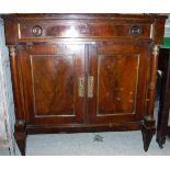 A 19th Century French mahogany side cabinet with single drawer above two cupboard doors flanked by