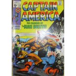 A collection of various Marvel comics including "Captain America The Coming of The Man Brute" No.