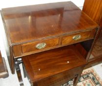A 19th Century mahoqany two drawer sofa table on end pillar supports united by a centre stretcher,
