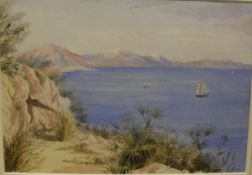 F M THRUPP "Gibraltar", a study with goats in foreground, signed and dated 8.