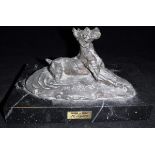M P FIGARES "Seated dog", a bronze study, signed within the casting,