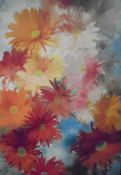 TODD (20TH CENTURY) "Gerbera daisies", a study, oil on canvas,
