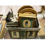 A box containing various 19th Century silhouette portraits,
