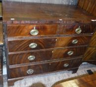 A circa 1900 mahogany chest of two short over three long graduated drawers on bracket feet