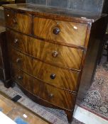 A Victorian mahogany chest of two short over three long graduated drawers on splayed feet