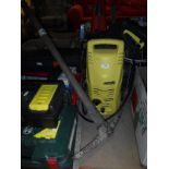 A tool box, various tools, Kärcher pressure washer, a vintage watering can,