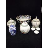 An Amherst Japan pattern ironstone fruit bowl, three various Chinese ginger jars and covers,