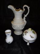 A Herend pot and cover and a small Herend vase,