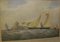 STEPHEN DADD SKILLETT (1817-1866) "Two masted gaff rigged schooner off the coast of Gibraltar",