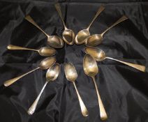 A set of six George III silver teaspoons in the "Old English" pattern (by Peter,