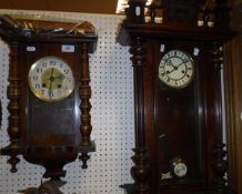 Two late Victorian Vienna type regulator wall clocks