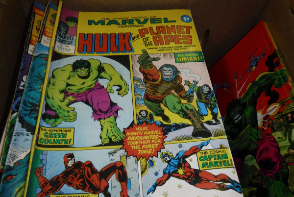 A collection of various comics to include "The Mighty World of Marvel starring The Incredible Hulk"