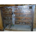 A Victorian painted oak pharmaceutical chest of nine drawers (for restoration)