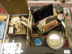 A box containing assorted sundry items to include various 19th Century and later paper boxes,