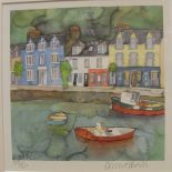 AFTER EMMA BALL "Seagull on row boat in harbour", colour print, limited edition no.