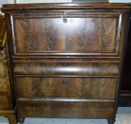 A 19th Century French mahogany secretaire à abattant,