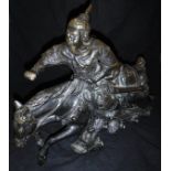A Japanese bronze figure of a warrior on horseback CONDITION REPORTS Approx 56 cm
