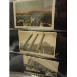 A box of assorted postcard albums containing various topographical photos of various ages to