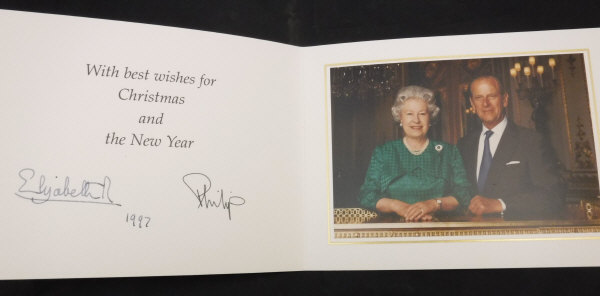 A collection of three Christmas cards from Her Majesty the Queen and Prince Philip dated 1997,
