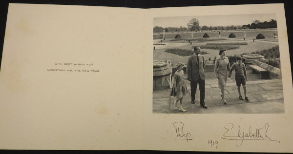 A collection of three Christmas cards from Her Majesty the Queen and Prince Philip for 1959, - Bild 4 aus 5