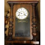 A box containing a Vienna style regulator wall clock, a Metamec quartz mantle clock,