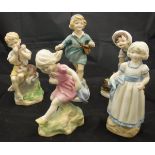 A collection of five Royal Worcester figurines modelled by F G Doughty including "March" (3454),