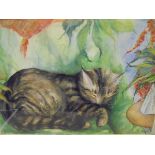 COLLINO "Sleeping cat", watercolour,