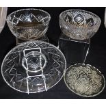 A quantity of various cut glass ware to include wines, champagne flutes, vases, four fruit bowls,