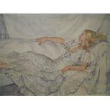 AFTER SIR WILIAM RUSSELL FLINT "Reclining figure", colour print, limited edition no'd 713/850.