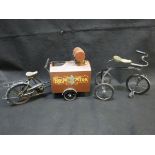 A model tricycle and a model wine delivery bicycle unit with wine holder inscribed "Royal Wine" and