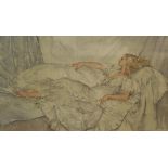 AFTER SIR WILIAM RUSSELL FLINT "Reclining figure", colour print, limited edition no'd 713/850.