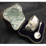 A late Victorian silver bowl with semi-reeded decoration together with a matching spoon (by John